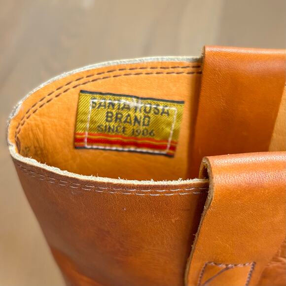 VTG 70s Santa Rosa Brand Leather Cowboy Boots USA Unisex Mens 6D Womens Size 7.5 - Picture 5 of 10